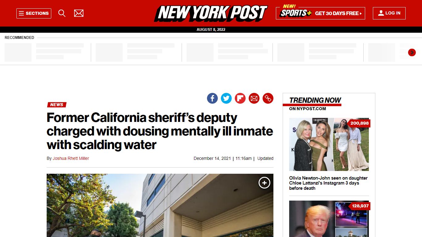 California sheriff's deputy charged with dousing mentally ...